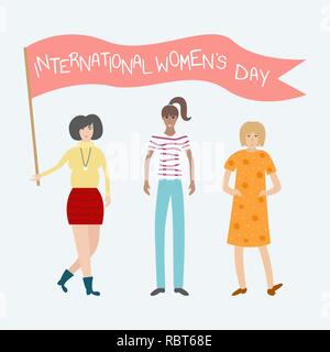 Vektor feministische Abbildung. Girl Power Poster. Internationalen Tag der Frauen. Stock Vektor
