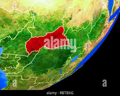 Zentralafrika auf dem Planeten Erde mit Ländergrenzen und sehr detaillierte Planeten Oberfläche. 3D-Darstellung. Elemente dieses Bild von der NASA eingerichtet. Stockfoto