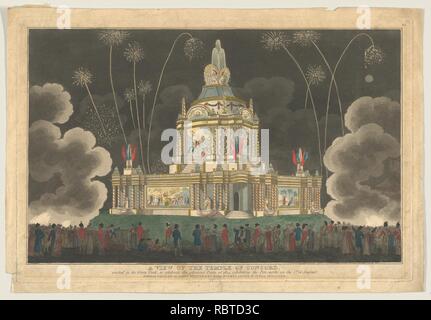 Ein Blick auf den Tempel der Eintracht im Green Park, der glorreichen Frieden von 1814 zu feiern, das Feuerwerk, die Am 1. August Stockfoto