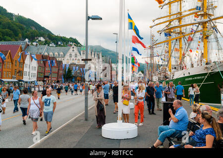 Tall Ship Rennen 2014, Bryggen in Bergen, Norwegen Stockfoto