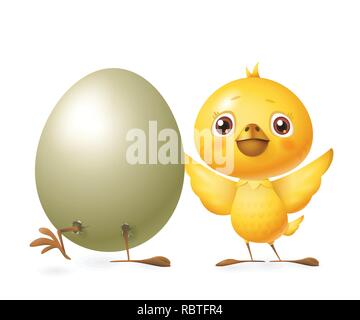 Gerne Freunde feiern Frühling - Ausgebrütete ei und Huhn - Vector Illustration auf weißem Hintergrund Stock Vektor