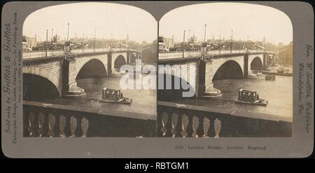 - Gruppe von 4 Stereograph Blick auf London Brücken - Stockfoto