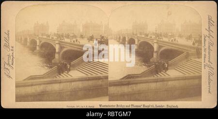 - Gruppe von 4 Stereograph Blick auf London Brücken - Stockfoto