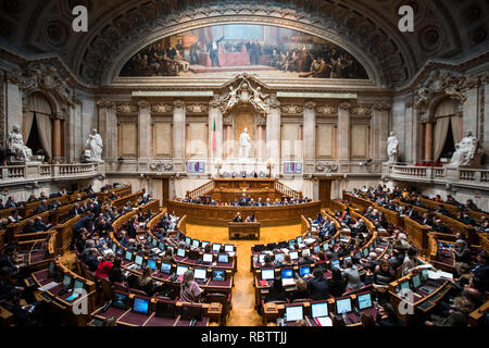 Lissabon, Portugal. 11 Jan, 2019. Eine allgemeine Ansicht der Versammlung der Republik bei der Eröffnung in der ersten 14-tägig Debatte des Jahres. Credit: SOPA Images Limited/Alamy leben Nachrichten Stockfoto