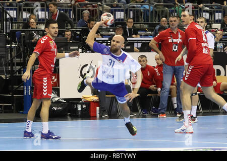 Berlin, Deutschland. 11 Jan, 2019. Timur Dibirov (Russland) während der IHF Männer Wm 2019: Gruppe A handball Match zwischen Serbien und Russland am 11. Januar 2019 in der Mercedes-Benz Arena in Berlin, Deutschland - Foto Laurent Lairys/DPPI Credit: Laurent Lairys/Agence Locevaphotos/Alamy leben Nachrichten Stockfoto