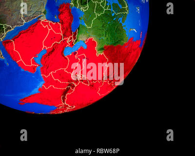 Asien auf dem Planeten Erde mit Ländergrenzen und sehr detaillierte Planeten Oberfläche. 3D-Darstellung. Elemente dieses Bild von der NASA eingerichtet. Stockfoto