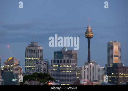 Sydney Skyline der Stadt kurz vor der Morgendämmerung Stockfoto