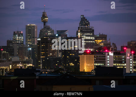 Sydney Skyline der Stadt kurz vor der Morgendämmerung Stockfoto