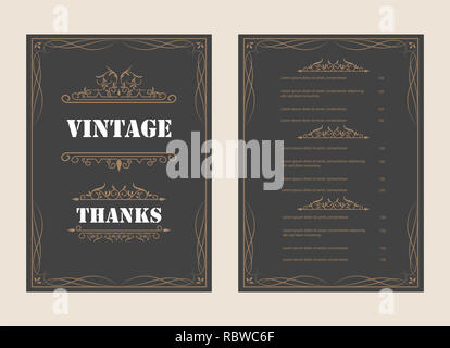 Vintage Schmuck Grußkarte Vector Template und retro Einladung design Hintergrund kann für Hochzeit blüht Ornamente Rahmen verwendet werden. A4 Design p Stockfoto