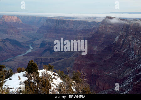 Der Grand Canyon ist eine immense Naturwunder. Im nördlichen Arizona gelegen, ist die Schlucht eine Meile tief durchschnittlich 18 km breit und 277 km lang. Stockfoto