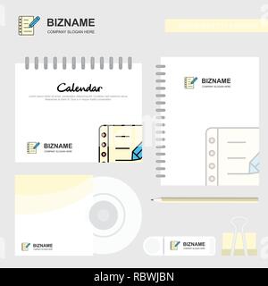 Schreiben von Notizen Logo Vorlage Kalender, CD-Cover, Tagebuch und USB-Marke stationären Package Design Vector Template Stock Vektor