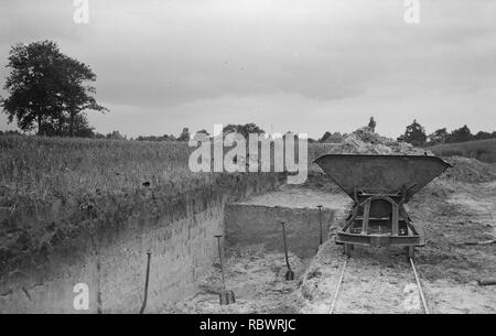 Aanleg en verbeteren van wegen, dijken, Bestanddeelnr spaarbekken, 251-3285. Stockfoto