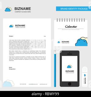 Wolken Business Briefkopf, Kalender 2019 und Mobile App Design vector Template Stock Vektor