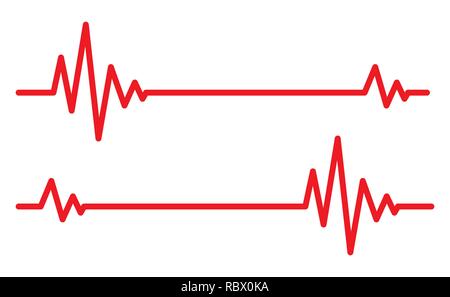 Rot heartbeat Symbole im flachen Design. Vector Illustration. Zeichen des Elektrokardiogramms isoliert. Stock Vektor