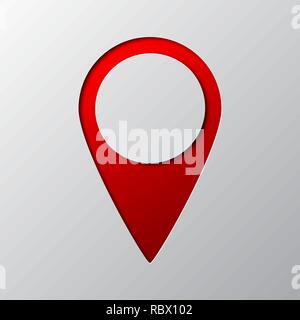 Papier Kunst der roten Karte Zeiger isoliert. Vector Illustration. Zeigersymbol aus Papier geschnitten. Stock Vektor