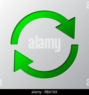 Paper Art des Grünen update Symbol isoliert. Vector Illustration. Update Symbol ist aus Papier geschnitten. Stock Vektor