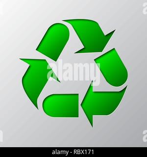 Paper Art des grünen Papierkorb eco Symbol isoliert. Vector Illustration. Papierkorb Symbol ist aus Papier geschnitten. Stock Vektor