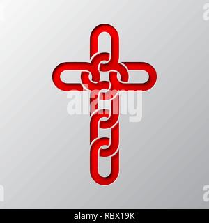 Paper Art des Roten christliche Kreuz isoliert. Vector Illustration. Christliche Kreuz Symbol ist aus Papier geschnitten. Stock Vektor