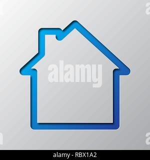 Paper Art des Blauen Haus isoliert. Vector Illustration. Haus Symbol ist aus Papier geschnitten. Stock Vektor