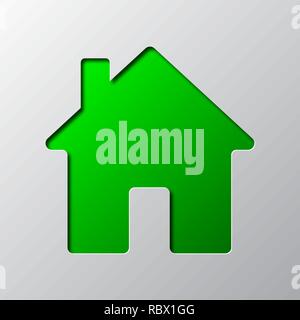 Paper Art des grünen Haus isoliert. Vector Illustration. Haus Symbol ist aus Papier geschnitten. Stock Vektor