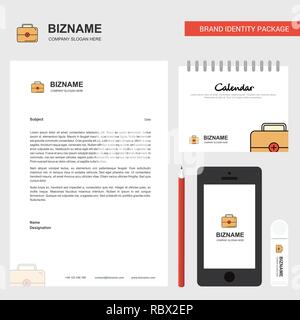 Erste Hilfe Box Business Briefkopf, Kalender 2019 und Mobile App Design vector Template Stock Vektor