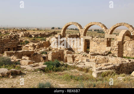 Römische Ruinen in Umm ar-Rasas, eine archäologische Stätte in Jordanien. UNESCO-Liste des Weltkulturerbes. Stockfoto