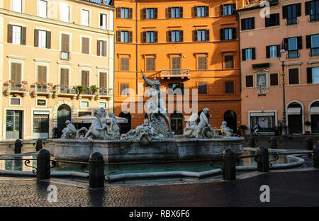 Rom, Italien, 10. JULI 2017: Piazza Navona, Neptunbrunnen in Rom, Italien Stockfoto