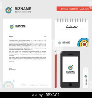 Dart Business Briefkopf, Kalender 2019 und Mobile App Design vector Template Stock Vektor