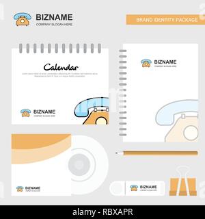 Telefon Logo, Vorlage Kalender, CD-Cover, Tagebuch und USB-Marke stationären Package Design Vector Template Stock Vektor