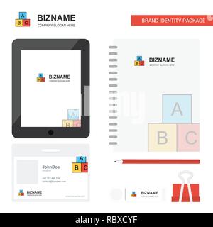 Alphabete Blöcke Business Logo, Registerkarte App, Tagebuch PVC-Employee Card und USB-Marke stationären Package Design Vector Template Stock Vektor