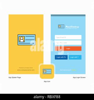 Firmenausweis Startbildschirm Und Login Seite Design Mit Logo Vorlage Mobile Online Business Template Stock Vektorgrafik Alamy