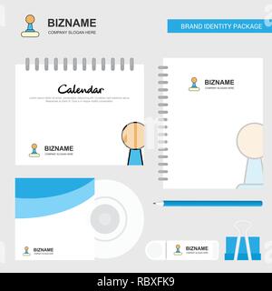 Getriebe-Logo, Vorlage Kalender, CD-Cover, Tagebuch und USB-Marke stationären Package Design Vector Template Stock Vektor