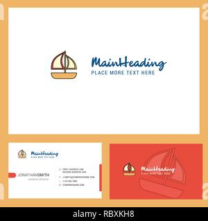 Boot Logo mit Slogan & Vorne und Hinten Business Card Template. Vektor kreatives Design Stock Vektor