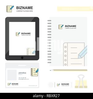 Schreiben von Notizen Business Logo, Registerkarte App, Tagebuch PVC-Employee Card und USB-Marke stationären Package Design Vector Template Stock Vektor