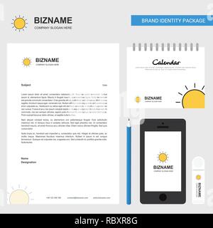 Sun Business Briefkopf, Kalender 2019 und Mobile App Design vector Template Stock Vektor