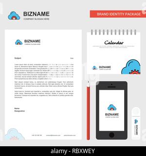 Cloud Einstellung Business Briefkopf, Kalender 2019 und Mobile App Design vector Template Stock Vektor