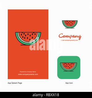 Wassermelone Firmenlogo App Symbol und Splash Seite Design. Creative Business App Design Elemente Stock Vektor