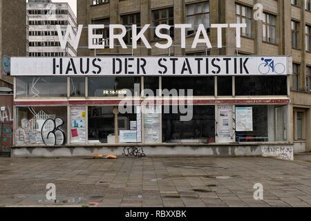 Werkstatt das Haus der Statistik in Berlin. Stockfoto