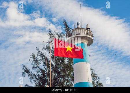 Dinh Cau Leuchtturm Symbol der Insel Phu Quoc, Vietnam. Phu Quoc ist ein vietnamesisches Insel vor der Küste von Kambodscha im Golf von Thailand. Stockfoto