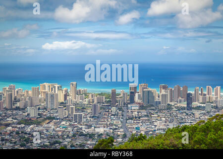 Auf Waikiki Bezirk von Tantalus Lookout, Oahu, Hawaii Stockfoto