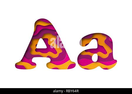 Moderne Papier Kunst der farbigen Buchstaben A. Vector Illustration. Ein Brief aus Papier geschnitten ist isoliert. Stock Vektor
