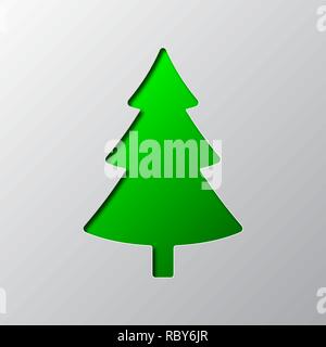 Die Tanne wird aus den Paper cut. Vector Illustration. Paper Art des grünen Weihnachtsbaum Symbol, isoliert. Stock Vektor