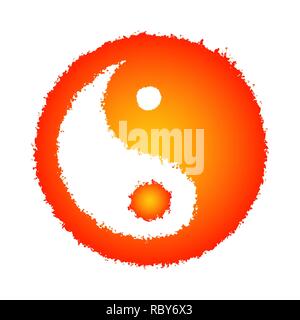 Farbe der Zeichnung das Yin Yang Symbol in doodle Stil. Vector Illustration. Hand Yin Yang Symbol gezeichnet, isoliert. Stock Vektor