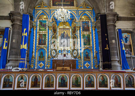 Das Symbol Wand innerhalb der YotVerk Kirche Bedeutung sieben Wunden auch als Sourb Astvatsatsin zur Jungfrau Maria, in Gyumri, Armenien bekannt Stockfoto