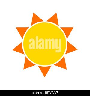 Gelbe Sonne Symbol in flacher Ausführung. Vector Illustration. Symbol der Sonne, auf weißem Hintergrund Stock Vektor