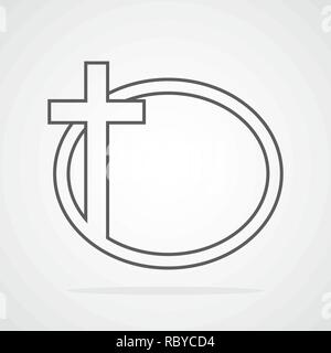 Christliche Kreuz Symbol in den Kreis. Schwarz christlichen Kreuzes auf weißem Hintergrund. Vector Illustration. Stock Vektor