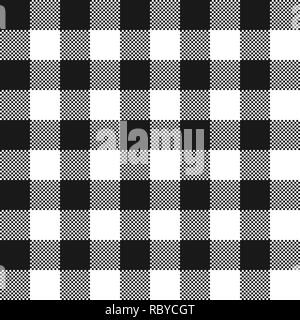 Schwarz und Weißen Stoff Textur. Vector Illustration. Flache Tischdecke Muster. Stock Vektor