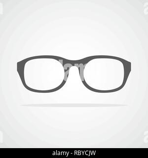 Brillensymbol in flacher Ausführung. Vector Illustration. Graue Brille, auf hellem Hintergrund isoliert Stock Vektor