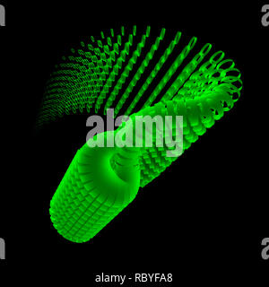 Abstrakte Twisted Design isoliert auf schwarzem Hintergrund Stockfoto