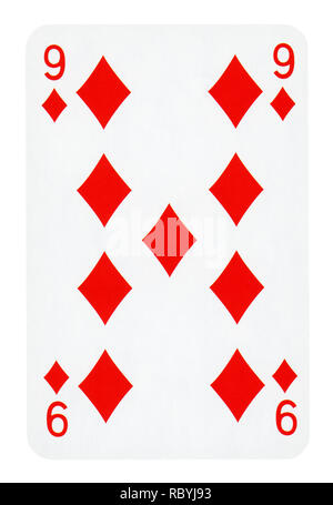 Neun der Diamanten Playing Card - isoliert auf weißem (clipping path enthalten) Stockfoto